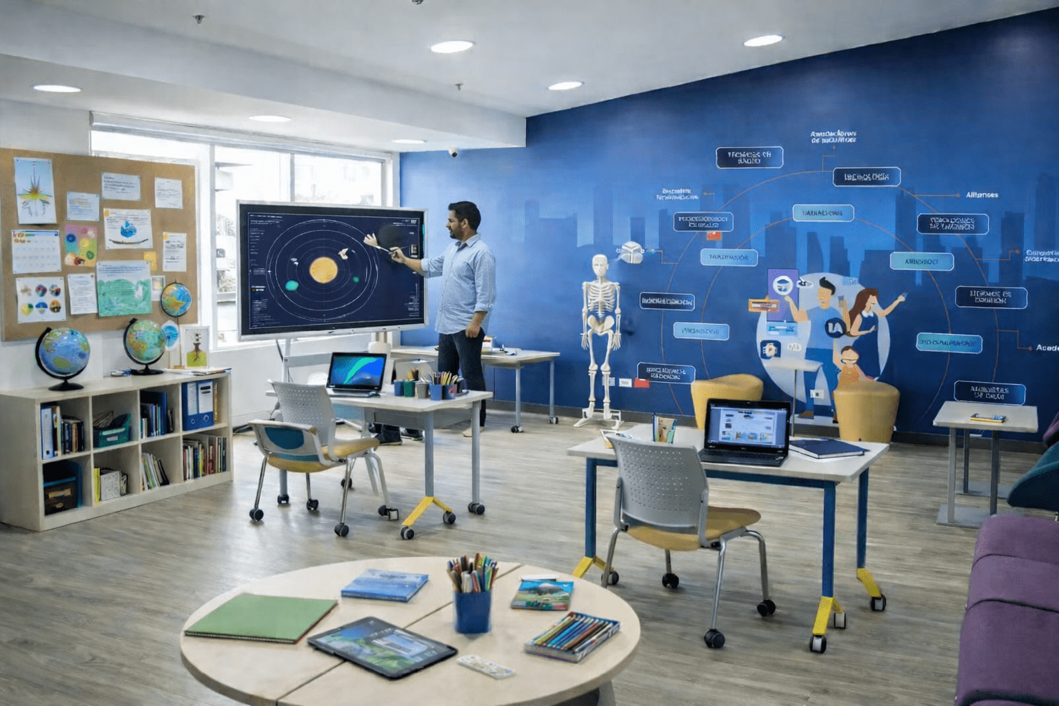 Imagen hecha con IA sobre un aula del futuro