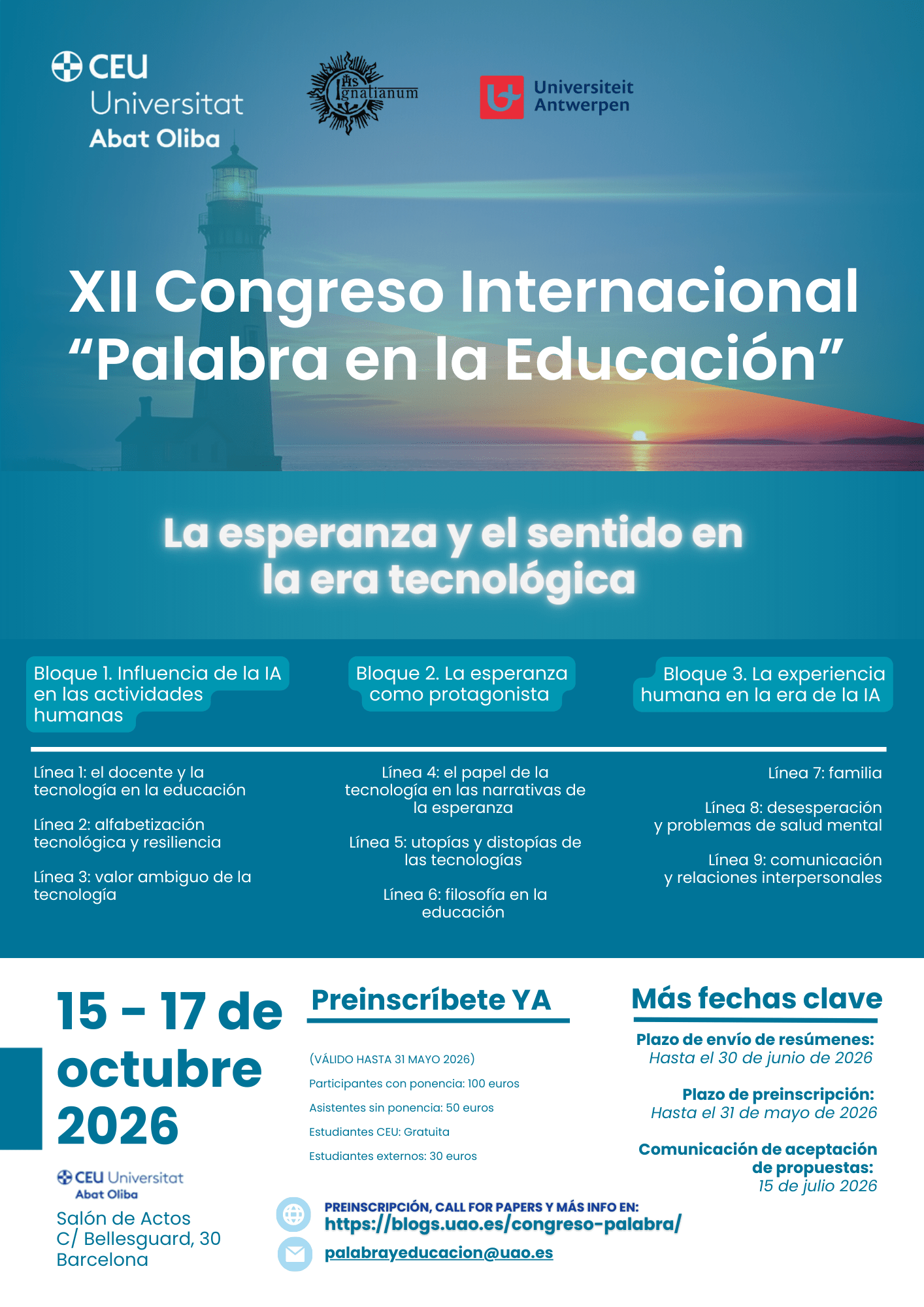 Abierta la preinscripción del XII Congreso Internacional “Palabra en la Educación”